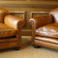 1920s Restored Leather Antique Chairs